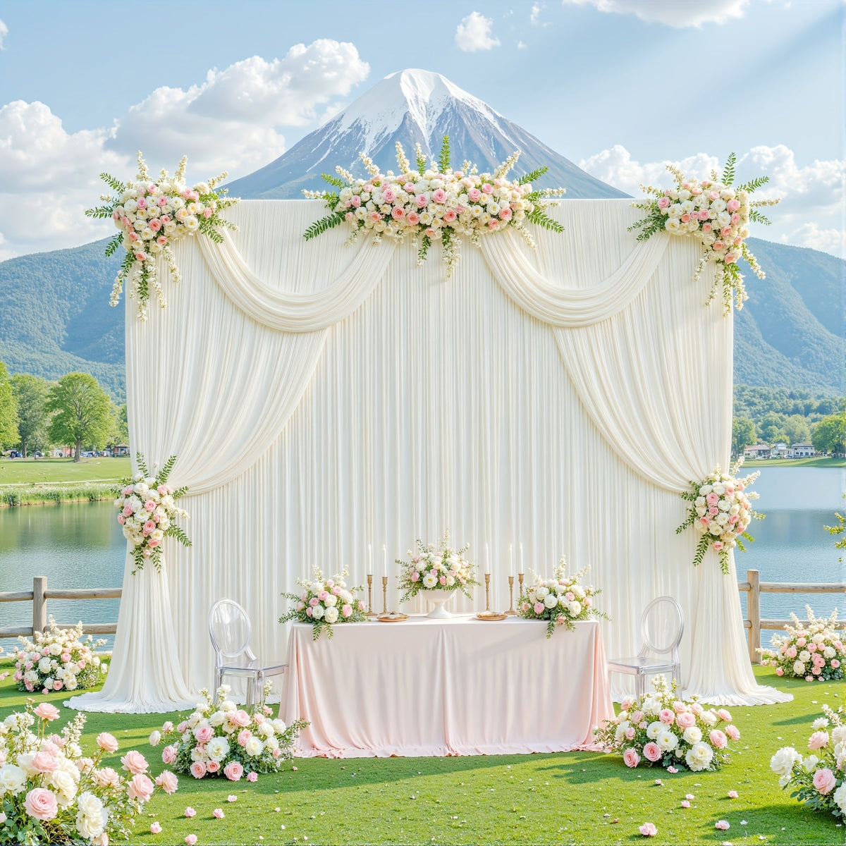 10x10Ft Polyester Photography Backdrop 2-Pack – Photo Booth Background Curtain for Party, Birthday, Wedding, Holiday, Stage & Exhibition Decoration, Wrinkle-Free, Machine Washable, Easy Pole Install