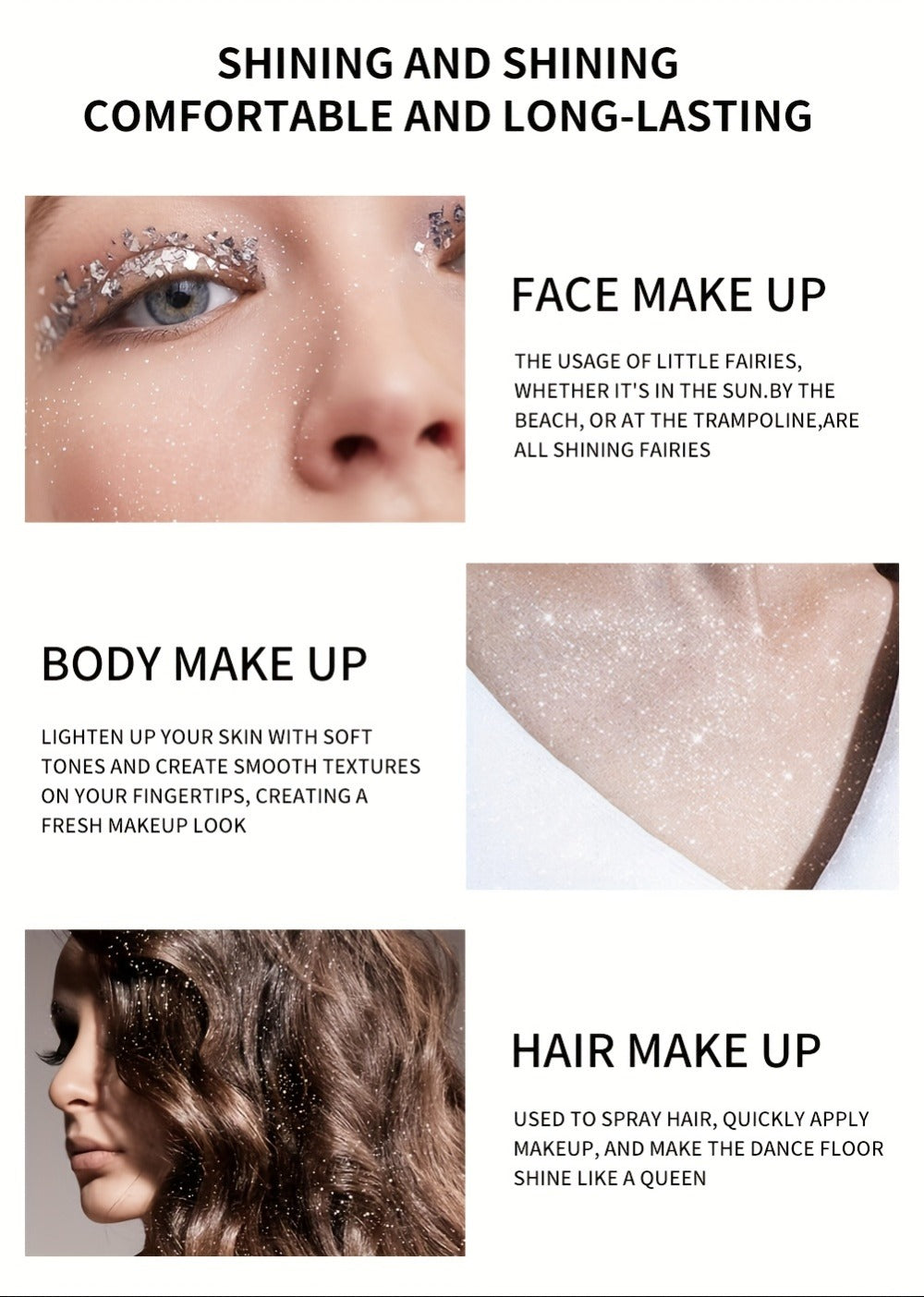 Body Shimmer Spray for Women – Star-Shaped Glitter Sparkle Mist 100ml Hydrating Formula for Body Hair & Clothes, Daily Wear Festival Rave Photoshoot Glow