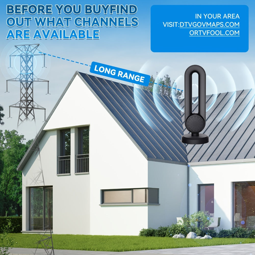 Long Range 250 Mile TV Antenna 4K 1080P – USB Powered, 180° Rotatable, Magnetic Base, Indoor & Outdoor, Smart & Legacy TVs, Home Car RV, HDTV-09 MAX