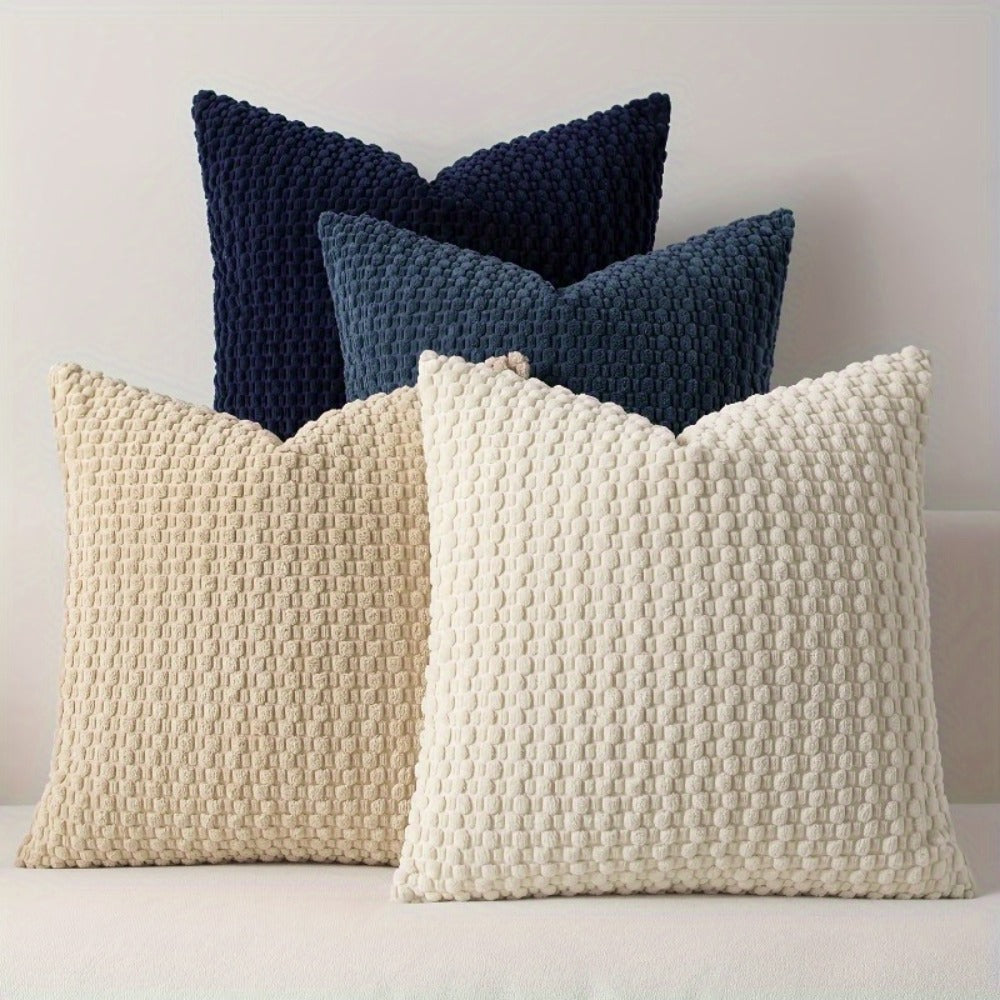Boho Throw Pillow Covers 4 Pack Velvet Woven Cushion Covers Double-Sided Decorative Pillowcases for Sofa Couch Bed Chair 20x20 Inch Machine Washable