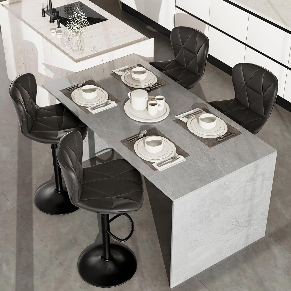 Bar Stool shown in the Black, Set Of 4pcs option