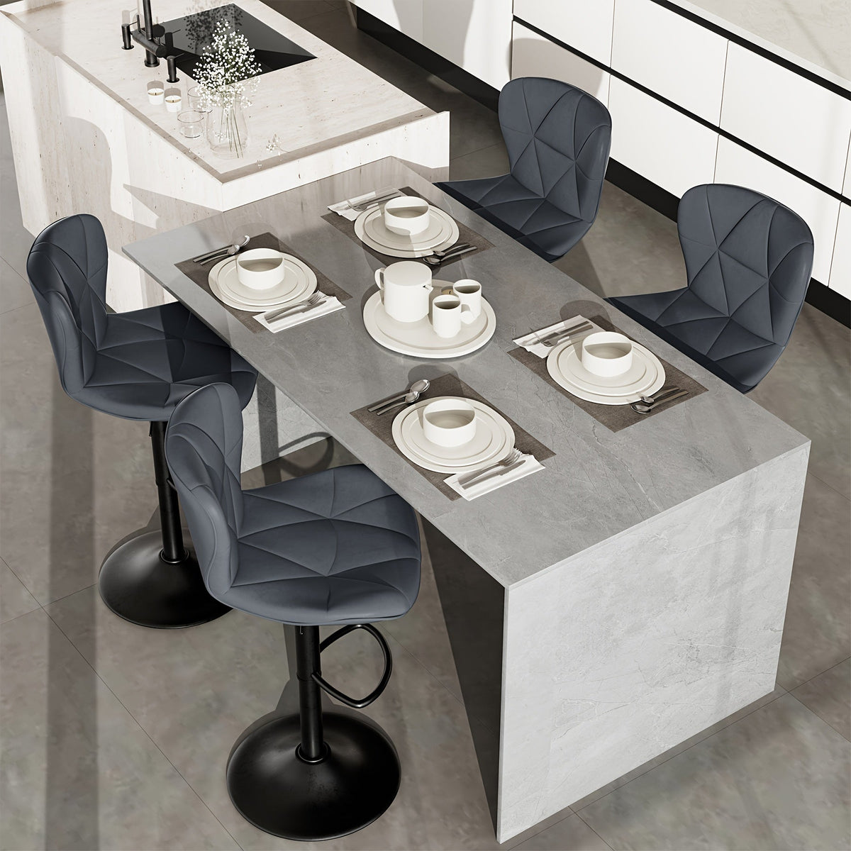 Bar Stool shown in the Dark Gray, Set Of 4pcs option