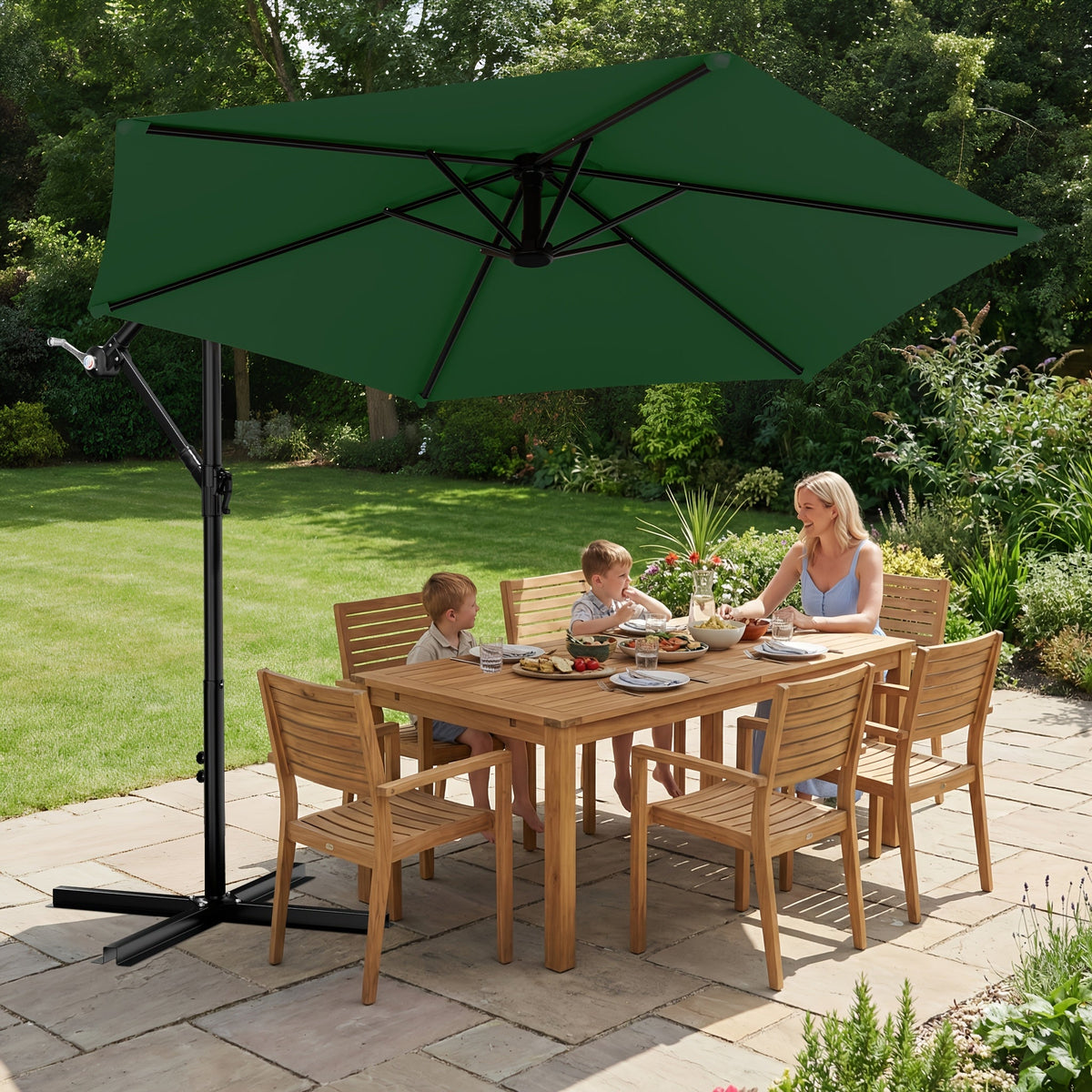 Cantilever Patio Umbrella shown in the Dark Green option