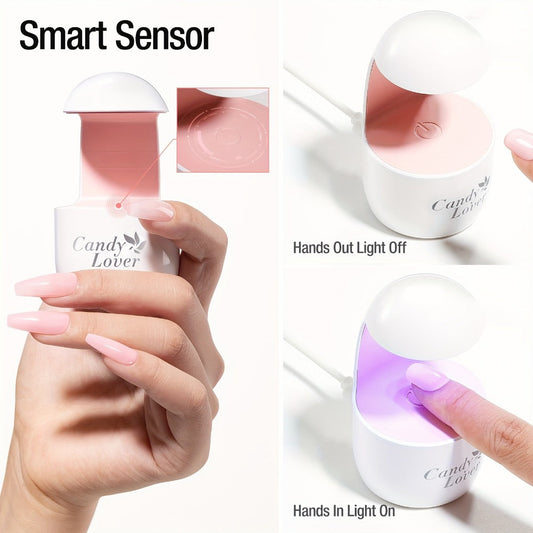Mini UV LED Nail Lamp, Compact One-Button Gel Curing Light for Travel