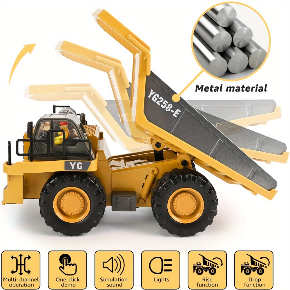 RC Construction Truck – 1:24 Scale Alloy Remote Control Bulldozer, Dump Truck & Excavator Toy