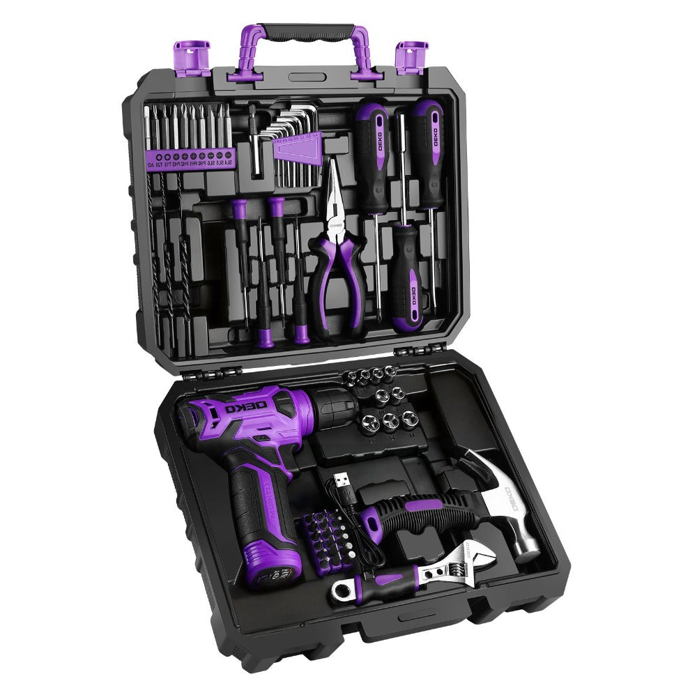 Cordless Drill Tool Kit 119/151PCS – 8V/12V Electric Power Drill Set with Screwdriver, Hammer, Wrench | All-in-One Home Repair & DIY Hand Tools for Women | Perfect Gift