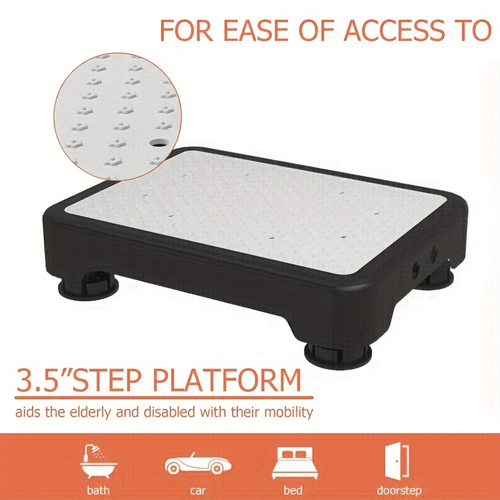 Step Stool Anti-Slip Heavy Duty – Portable Mobile Stepping Stool with Textured Non-Slip Surface & Sturdy Base | Indoor Outdoor Use for Elderly, Bathroom, Toilet, Stairs & Standing Assistance