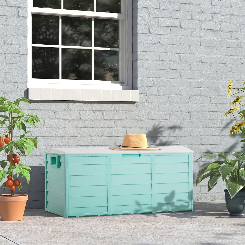 75 Gallon Deck Box with Wheels – 284L Resin Outdoor Storage Box Lockable Plastic Container for Patio, Pool & Garden, 110 lbs Capacity, Multiple Colors, Weatherproof Outdoor Storage Cabinet