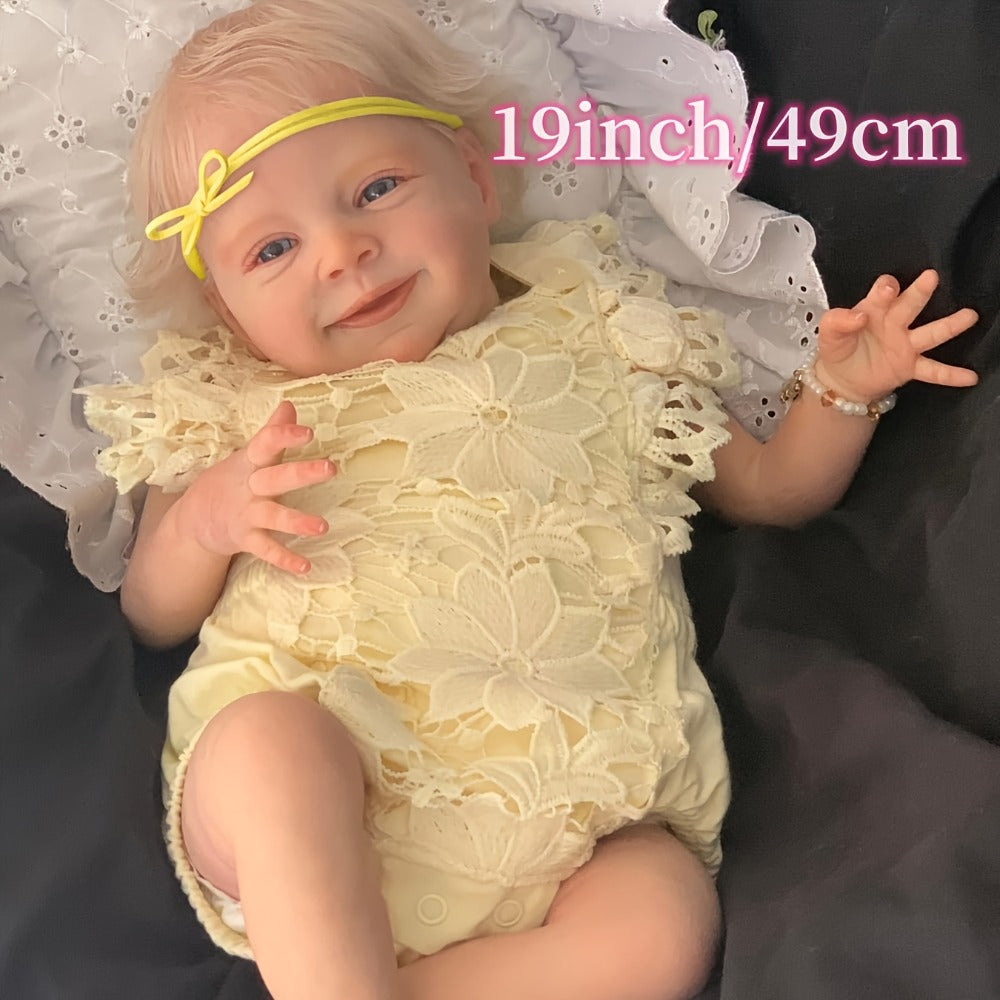 19-Inch Blonde Reborn Baby Doll with Soft Vinyl Body and Accessories