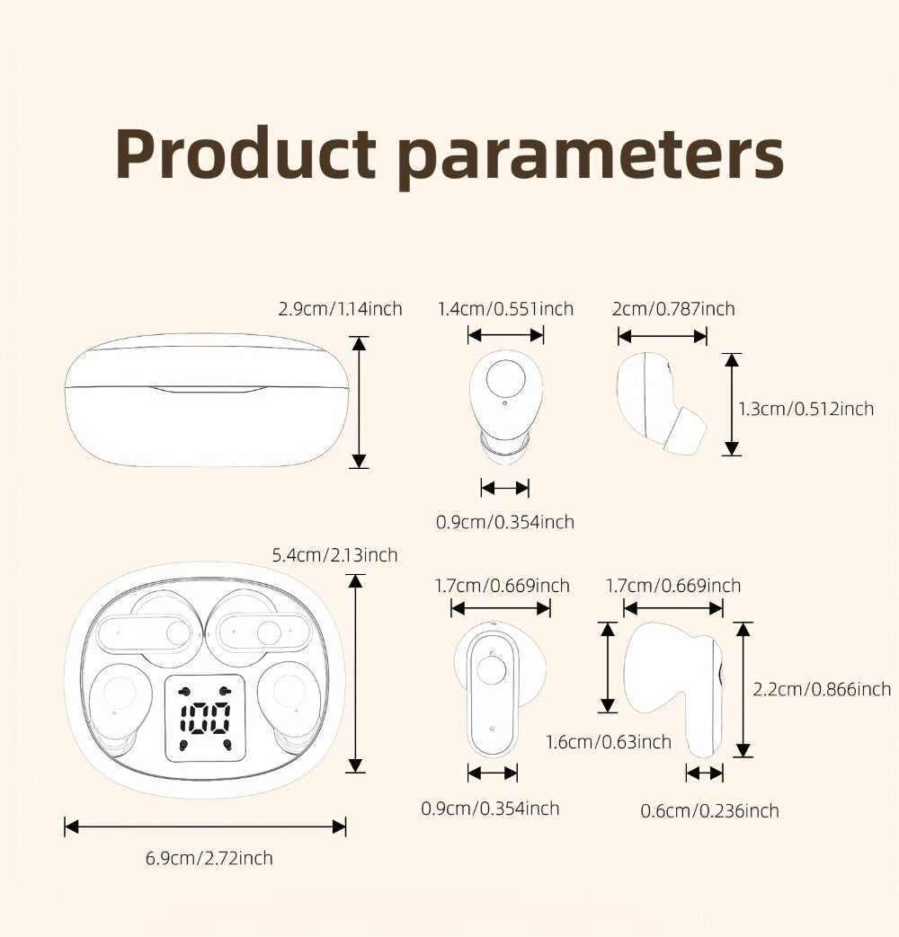 Sleep Mini Earbuds 2 Pairs Wireless Bluetooth In-Ear Headphones Long Battery Life HD Calling 3 Colors Sport Use Single Compartment Case All Seasons