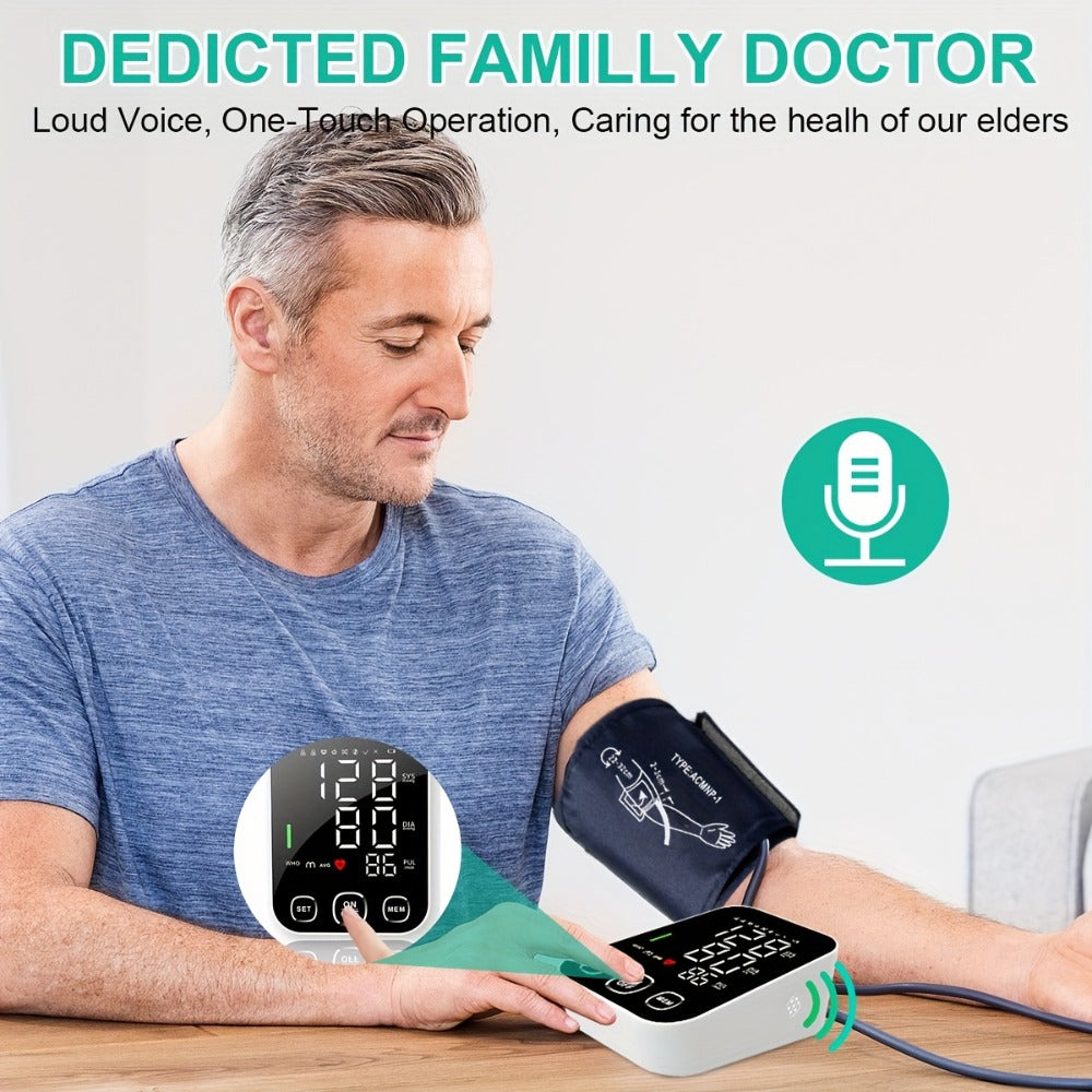 Blood Pressure Monitor Automatic Upper Arm – Large Cuff, 4.5" Backlit Screen, 2×99 Memory, Voice Broadcast, One-Touch BP Machine for Home Use