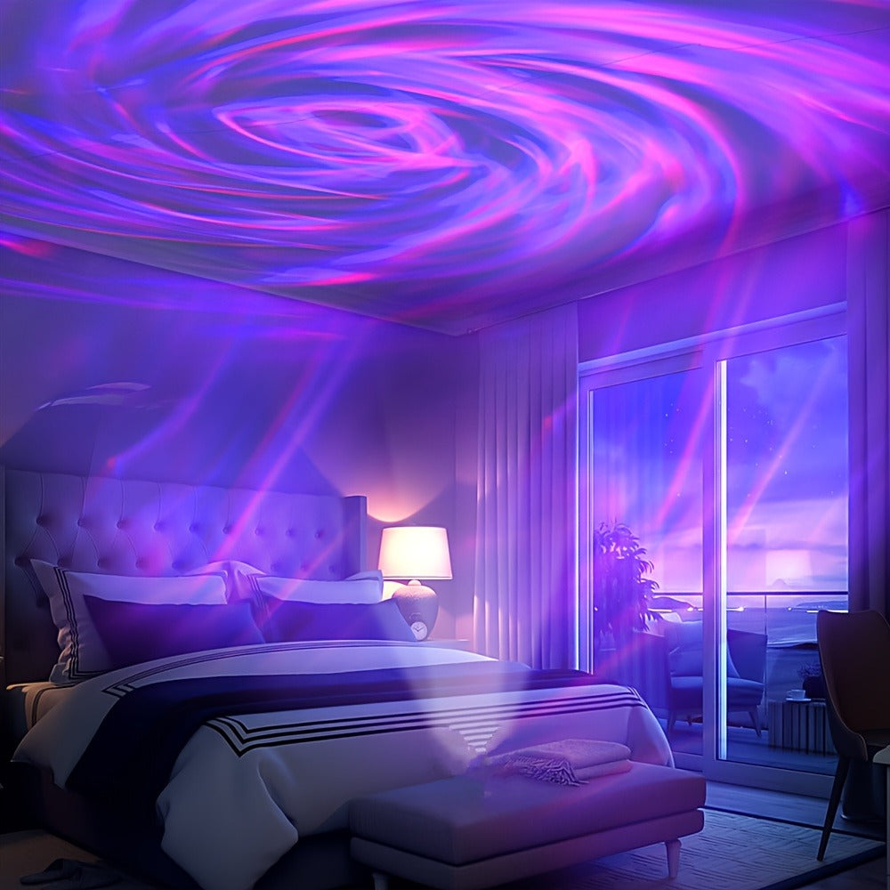 Aurora Borealis Projector Night Light 4-in-1 USB – Star Galaxy Ocean Wave & Spiral Aurora Modes, Bedroom Ceiling Ambient Lamp for Gaming Room, Home Decor & Laptop Compatible