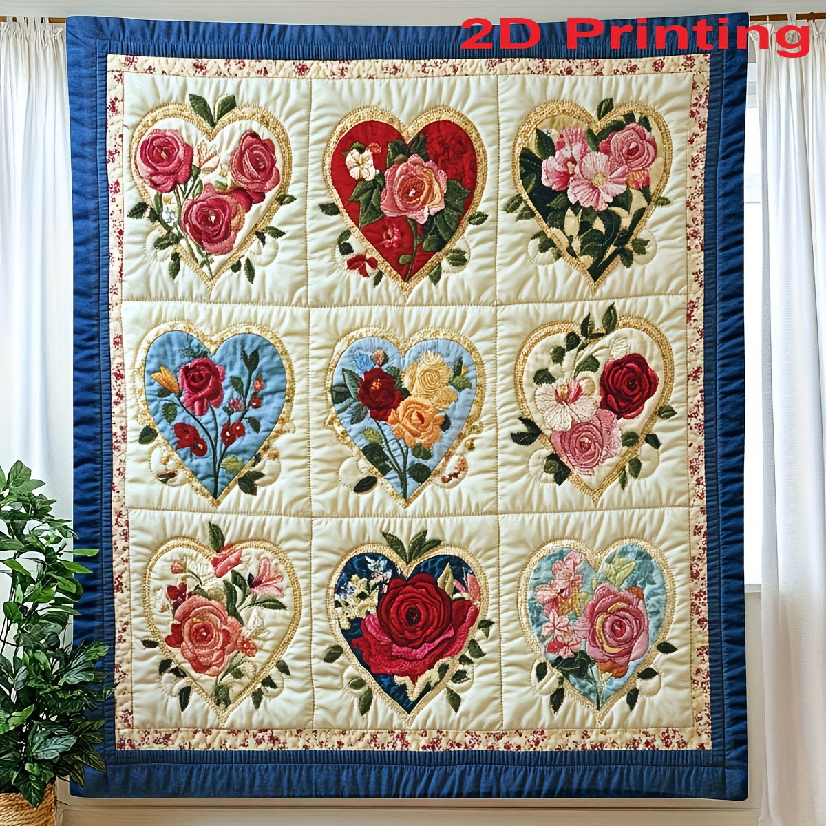 Heart Floral Print Flannel Blanket – 250-300gsm Soft All-Season Throw for Home, Office & Travel, 6 Sizes, Mother's Day Gift