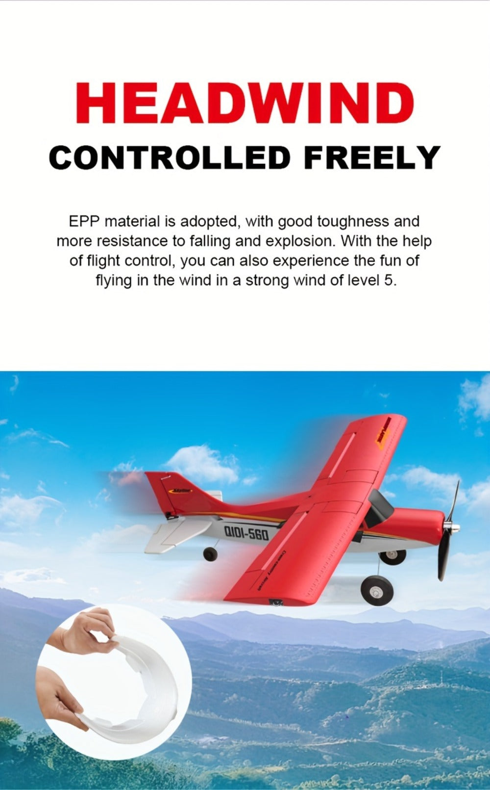 QIDI560 M7 Brushless RC Airplane, 6-Channel Fixed-Wing, 6-Axis Gyro