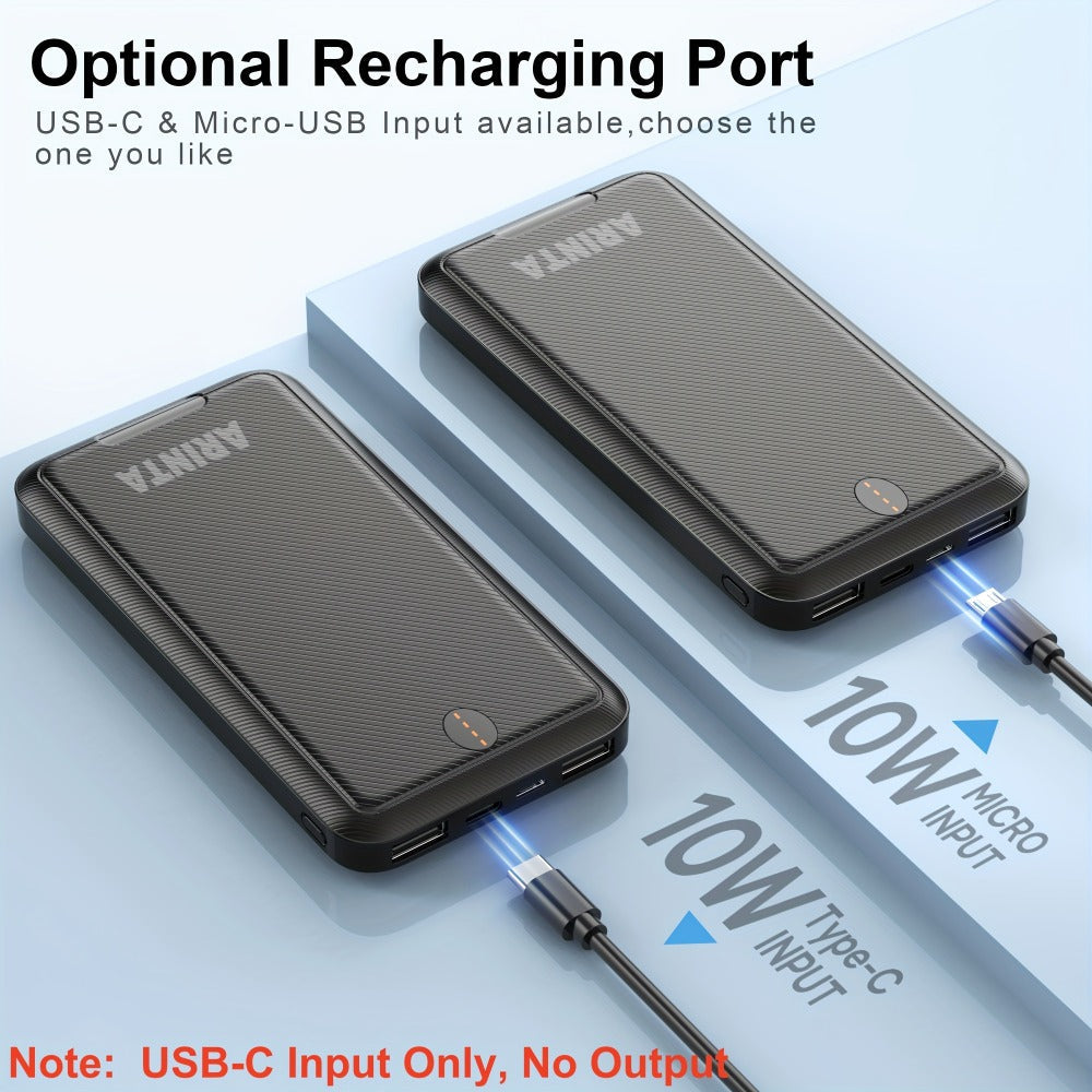 USB-C 5V Heated Vest Battery Pack 10000mAh 5V 2A Portable Power Bank for Heated Jacket Heated Gloves Smartphone Tablet Smartwatch Outdoor Winter Camping Hiking Skiing Travel