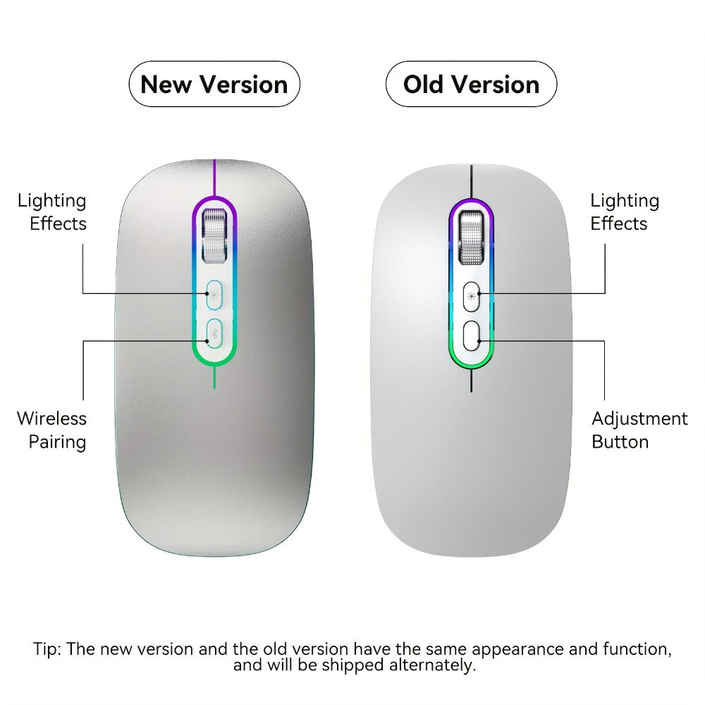 Slim Wireless Mouse Bluetooth 5.1 2.4G Dual Mode Silent Rechargeable LED Indicator Thin Quiet Computer Mouse iPad MacBook Mac Laptop PC Windows Chromebook Pink