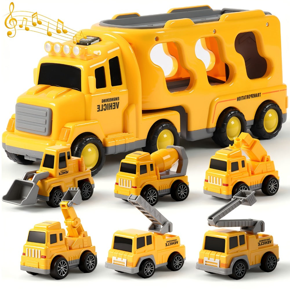 Toy Vehicle Set with 1 Large Car and 6 Small Cars, Four Theme Options