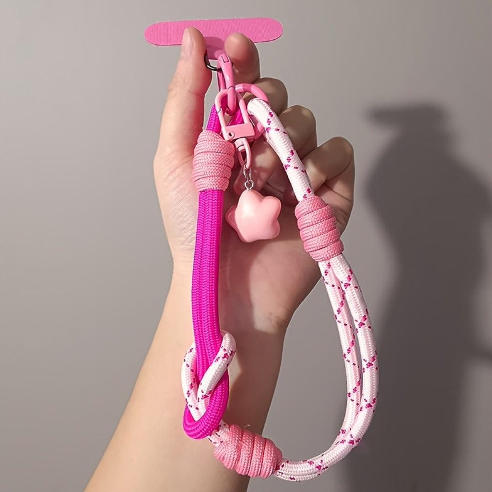 Nylon Phone Lanyard with Star Pendant Dual-Use Crossbody & Wrist Strap Adjustable Durable Neck Strap – 6 Colors for Outdoor Hiking Travel Festival Women Girls Teens Gift