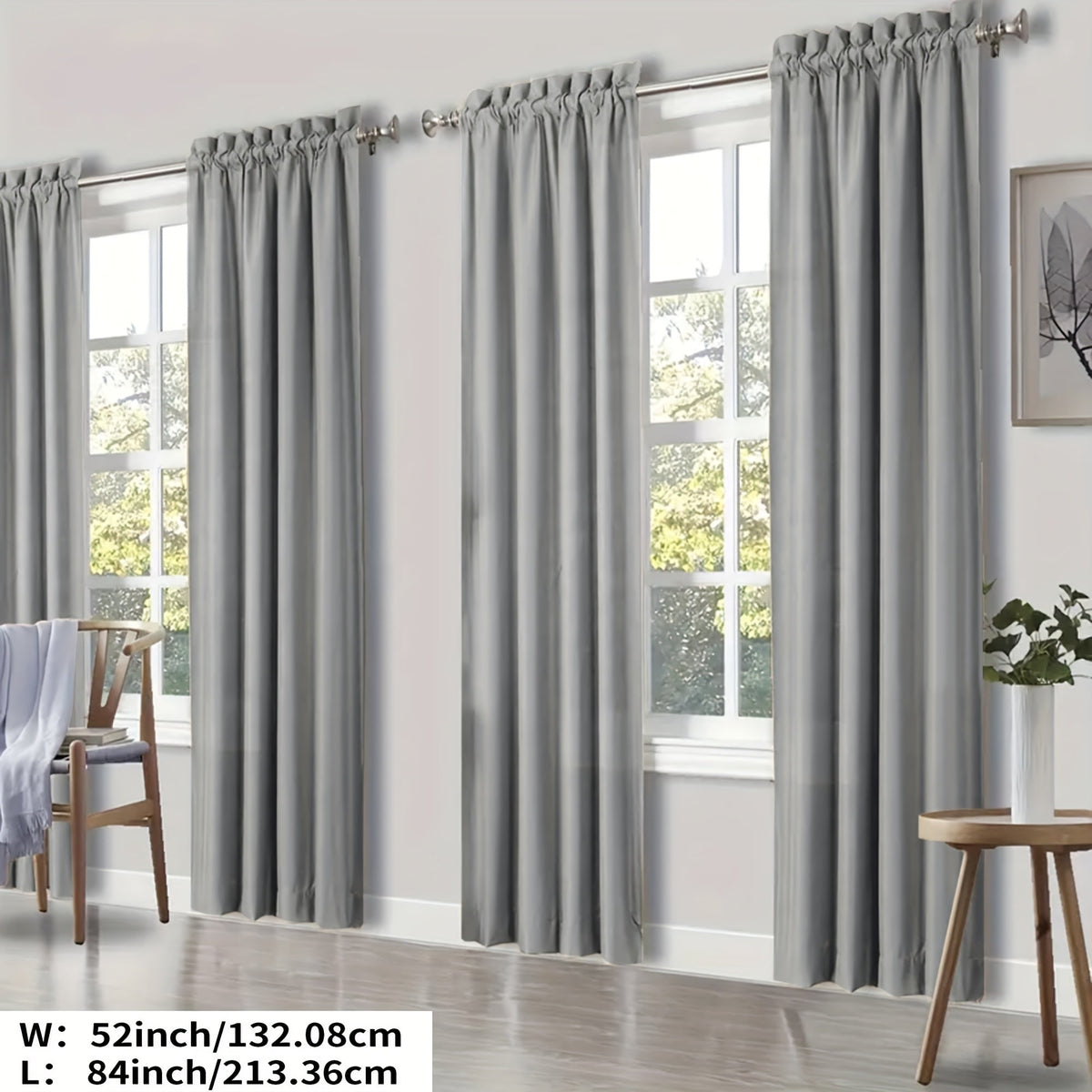 Blackout Curtains 4 Panels Thermal Insulated Room Darkening Drapes – Rod Pocket, Energy Saving, Solid Color for Bedroom & Living Room, 7 Colors & Multiple Sizes