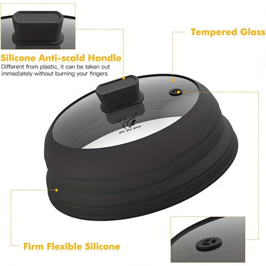 Collapsible Microwave Splatter Cover with Silicone Handle, Multiple Sizes