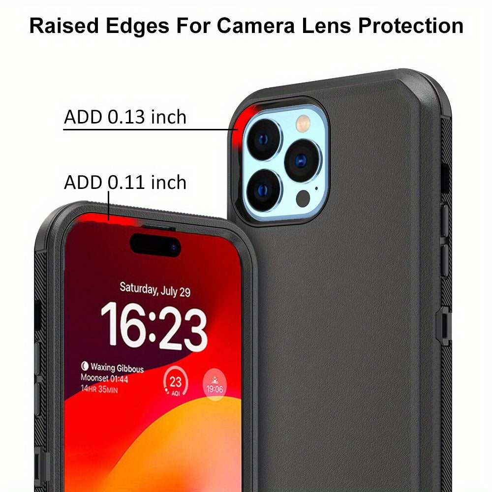 Rugged Armor iPhone 15 Case Heavy Duty Shockproof Military-Grade Dual Layer Bumper Drop Protection Cover for iPhone 15 Pro Max 15 Plus 15 Pro 15 – Wireless Charging Compatible