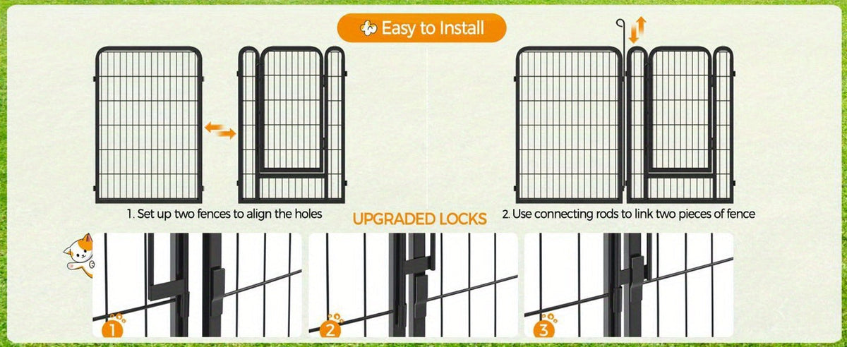 Dog Playpen Heavy Duty Foldable - 8 & 16 Panel Pet Exercise Pen for Large Medium Small Dogs, Portable Indoor Outdoor Puppy Pen for Yard Garden Camping RV, 24"/32"/40" Panel Height