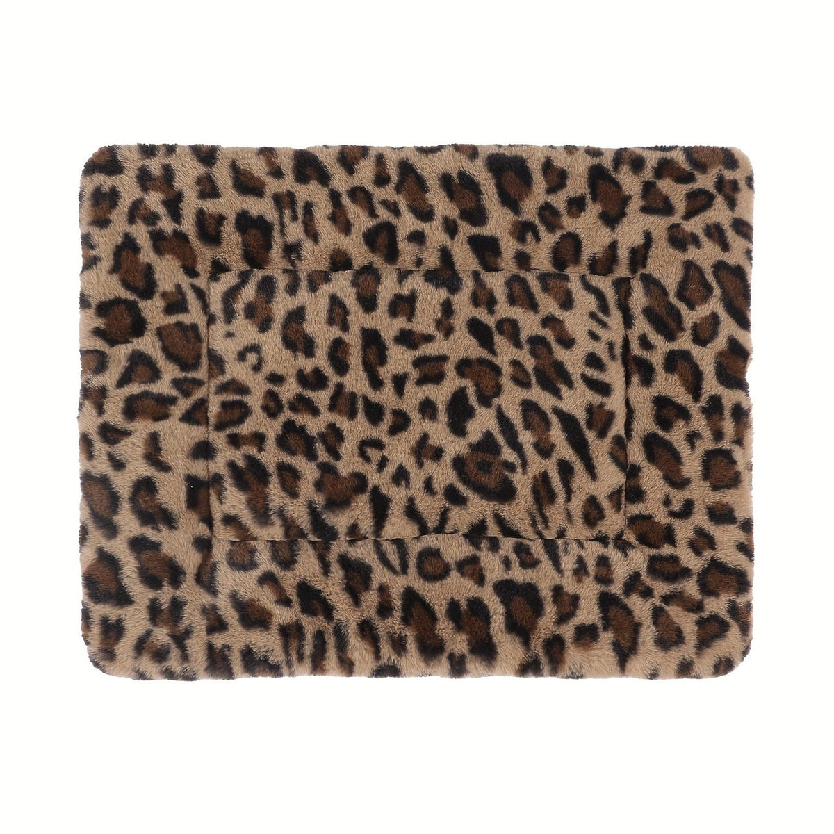 Reversible Plush Pet Mat Leopard Print Fleece Soft Warm Dog Cat Bed Pad Anti-Slip Machine Washable for Crate Car Sofa Floor Small Medium Large Breeds S M