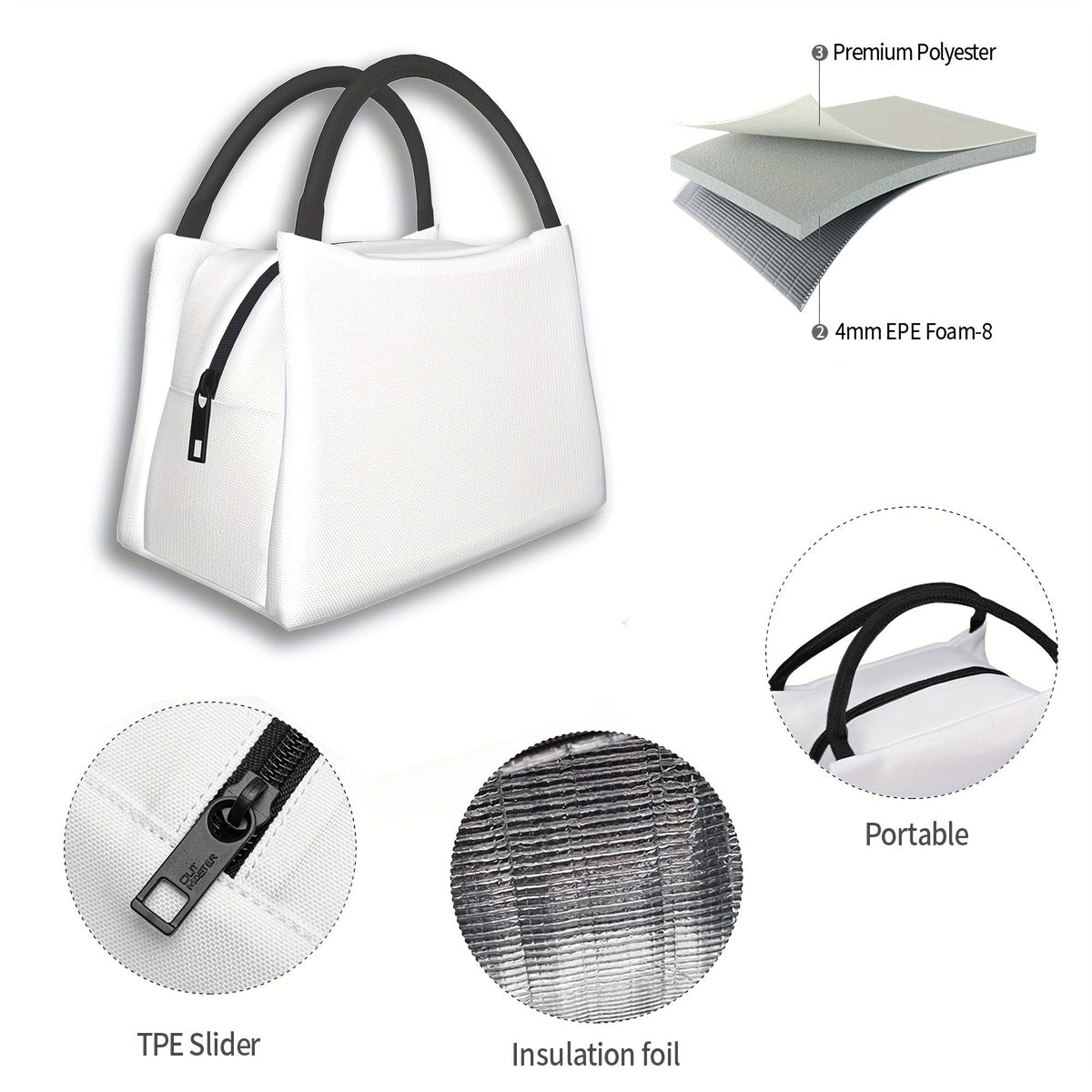 Retro Insulated Lunch Cooler Bag 11"x6.3"x6.7" Portable Reusable Independence Day Themed Leakproof Lunch Box for Camping Picnic Beach Office Worksite Restaurant Home Use Men Women