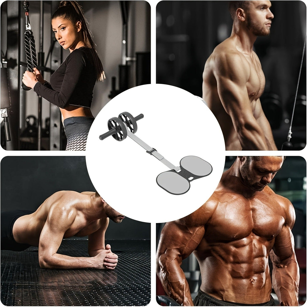 Ab Roller Wheel with Knee Pads & Adjustable Resistance - Automatic Rebound Core Workout Equipment for Home Gym, Strength Training for Beginners & All Levels, Portable Abdominal Exercise Roller for Men & Women