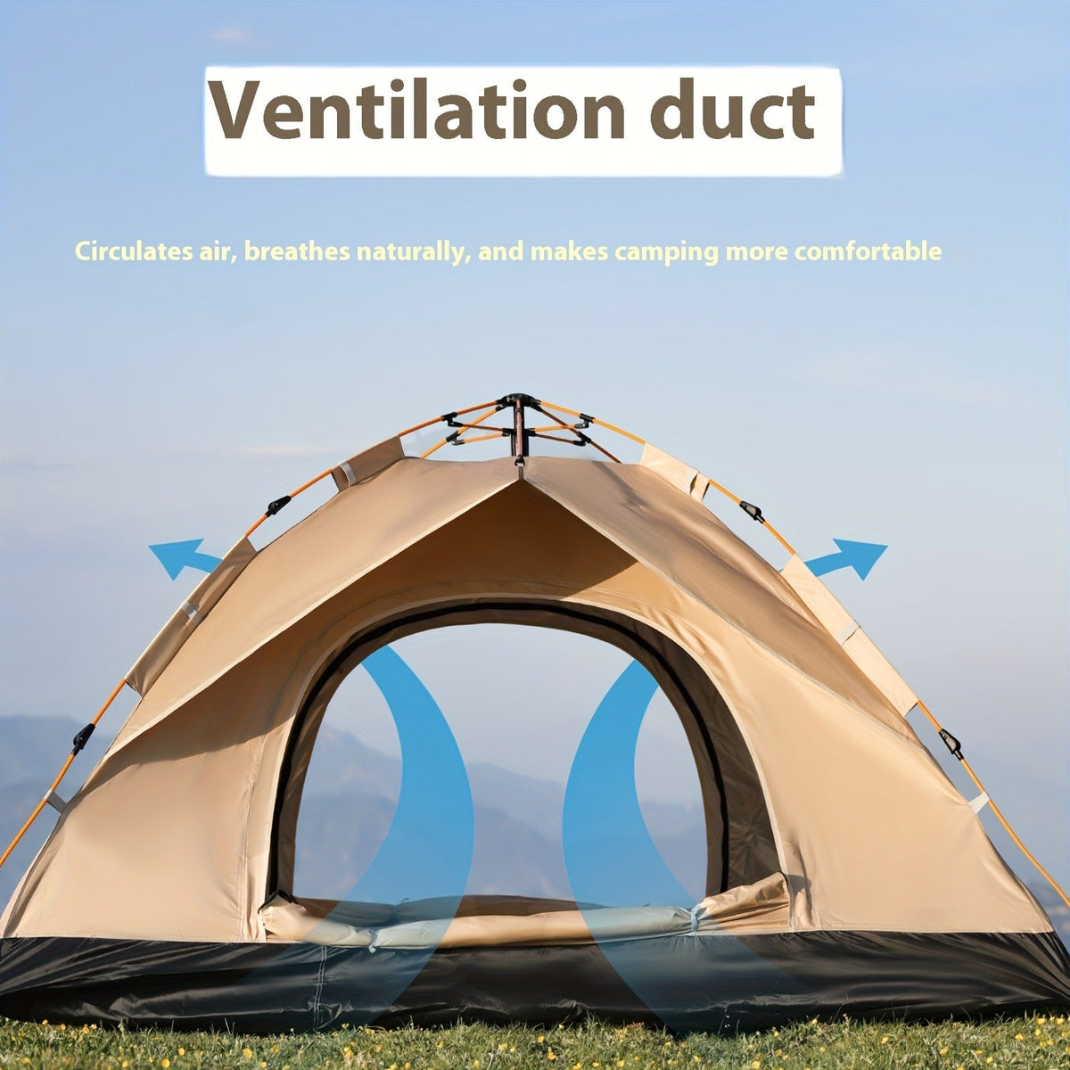 Waterproof Pop Up Camping Tent with Double Doors - Cloud Gray Automatic Instant Setup Shelter for Beach, Hiking, Camping, RV & Travel, Portable Foldable Sunshade Tent with Optional Mesh Windows, 2 Sizes Available