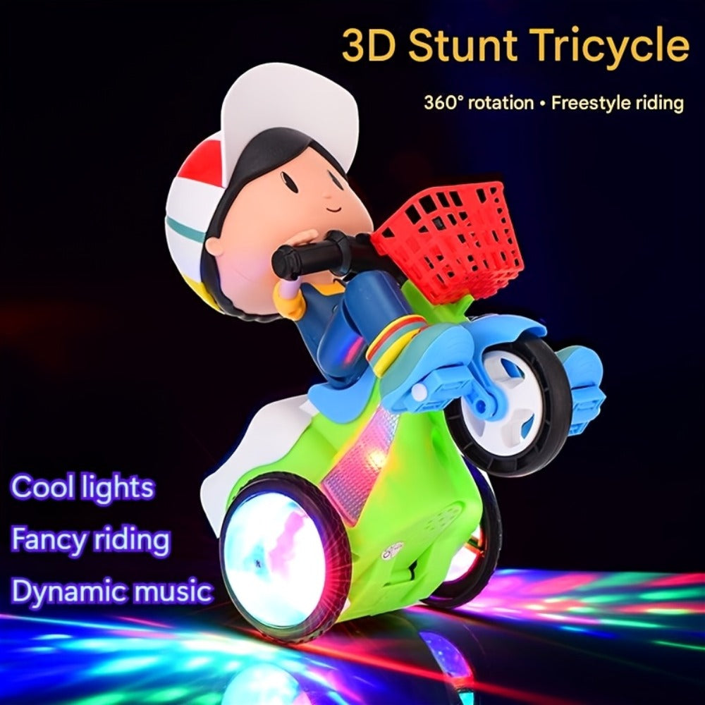 Kids Electric Tricycle Toy Motorcycle with 360° Rotation and Luminous Lights