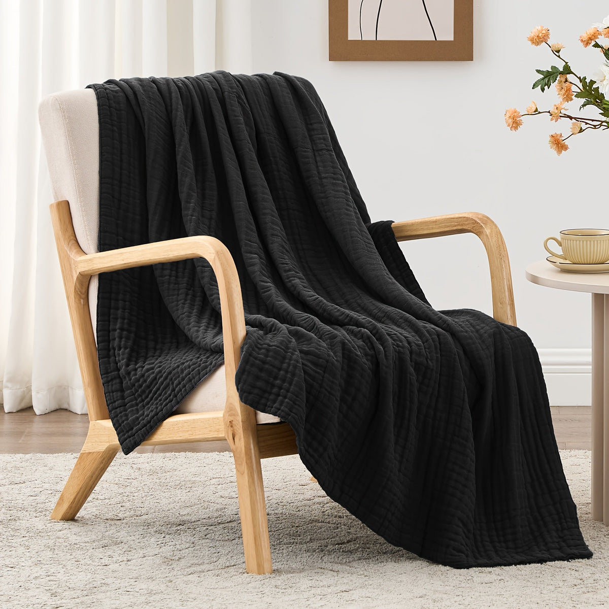6-Layer Gauze Blanket 100% Muslin – Lightweight Breathable Cotton Throw for Couch & Bed, All Season Adult Blanket, 4 Colors
