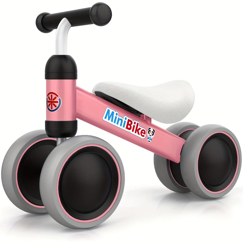 Four-Wheel Toddler Balance Bike with No Pedals and Color Options
