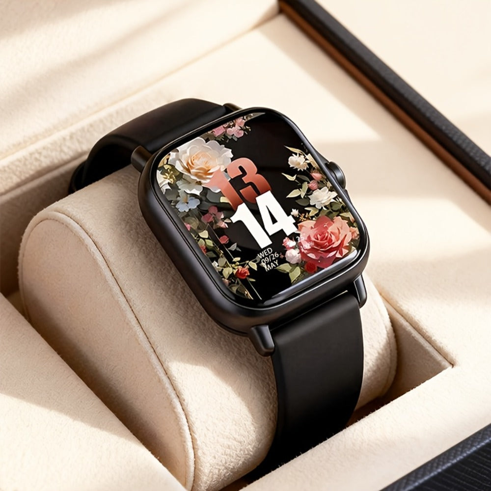 Smart Watch with Remote Photo Control & HD Voice Calling, Large Screen Unisex Smartwatch, Message Notifications, Multiple Sport Modes, Heart Rate Sleep Tracker, Compatible with iPhone & Android – Black Pink Silver Gold 5 Colors