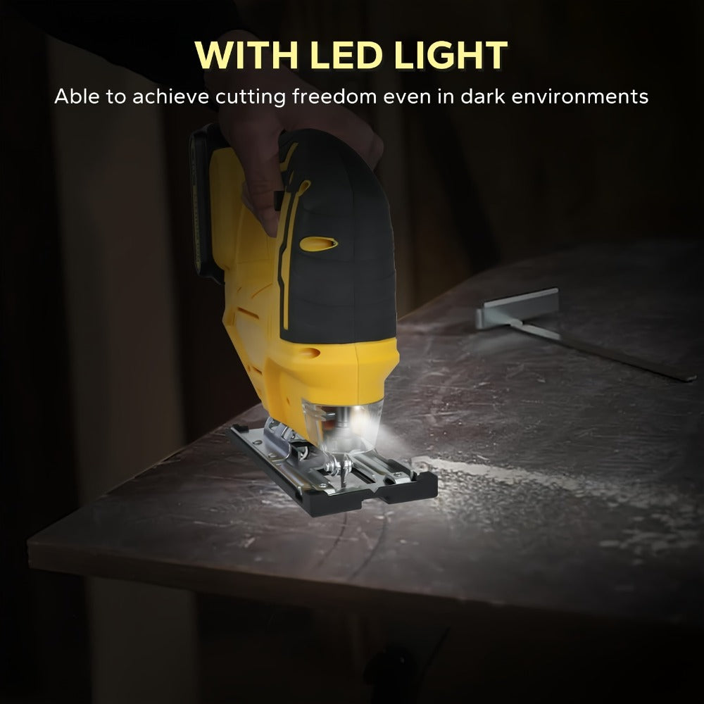 Cordless Jigsaw Compatible with DeWalt 20V Battery - Variable Speed 0-2700 RPM, 80mm Cutting Depth, LED Work Light, 0°-45° Bevel, 3 Orbital Settings for Wood Metal PVC Cutting