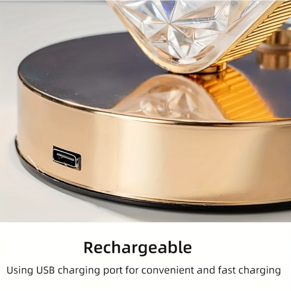 Crystal Touch Table Lamp Rechargeable – Moon & Star Dimmable LED Night Light with 3-Color Modes for Bedroom, Living Room & Christmas Decoration