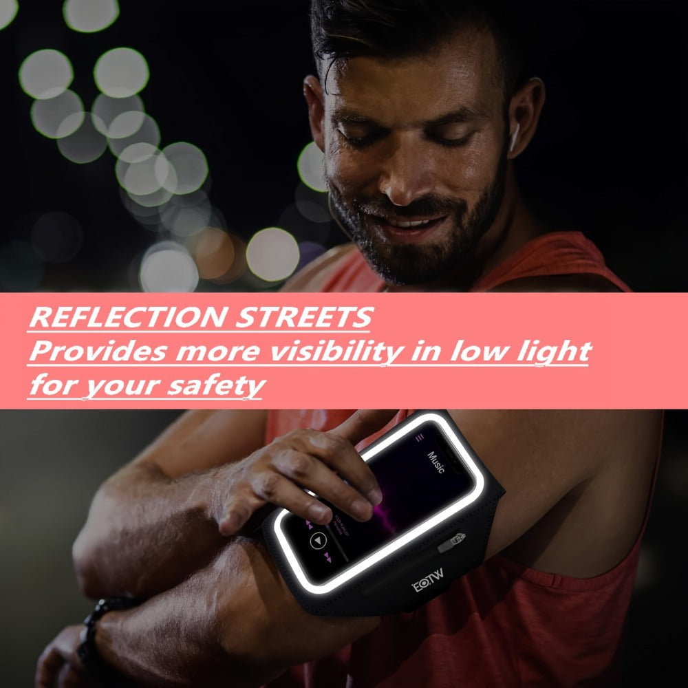 Running Armband Phone Case Waterproof Sweatproof with Touch Screen Face ID Access & Storage Pocket - Adjustable Lightweight Arm Band for Running Jogging Gym Workout Cycling for iPhone Samsung Android