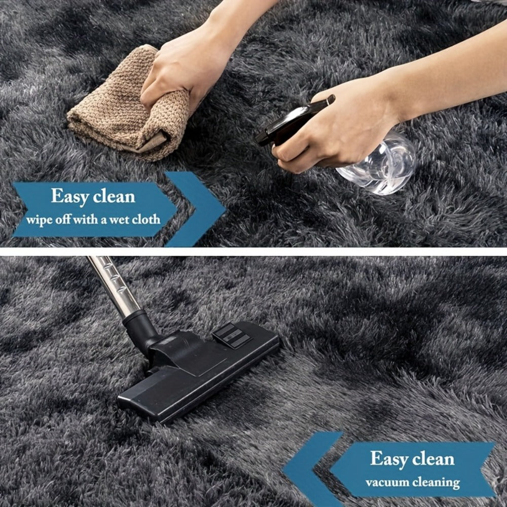 Tie-Dye Plush Fluffy Mat Absorbent Non-Slip – Luxury Soft Bathroom Rug for Living Room & Bedroom, Modern Home Decor Floor Mat, 31.5x78.7 in – Light Grey, Dark Gray, Light Pink, Black