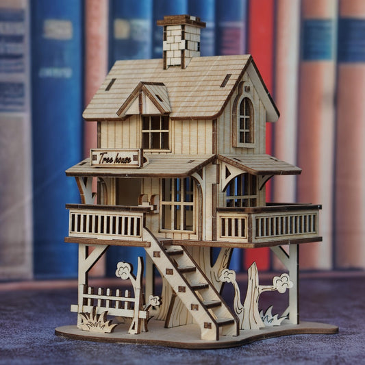 3D Wooden Puzzle Forest Cabin Model Kit, Interlocking DIY Building Set for Teens & Adults