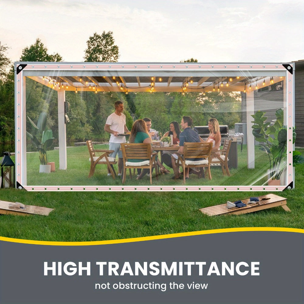 Clear Waterproof Tarp Heavy Duty Transparent PE Tarpaulin with Grommets – Rainproof Cover for Porch Canopy Henhouse Plant Camping & Outdoor Garden, Multi-Size