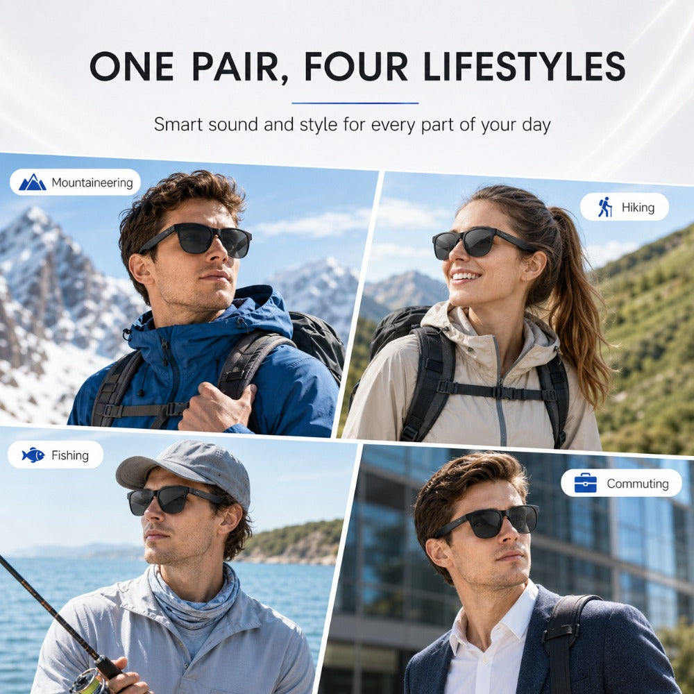 Smart Audio Glasses Open Ear Wireless HD Immersive Sound – Lightweight Eyeglasses with Built-In Mic Hands-Free Calling Music for Cycling Running Driving Outdoor Sports iOS Android