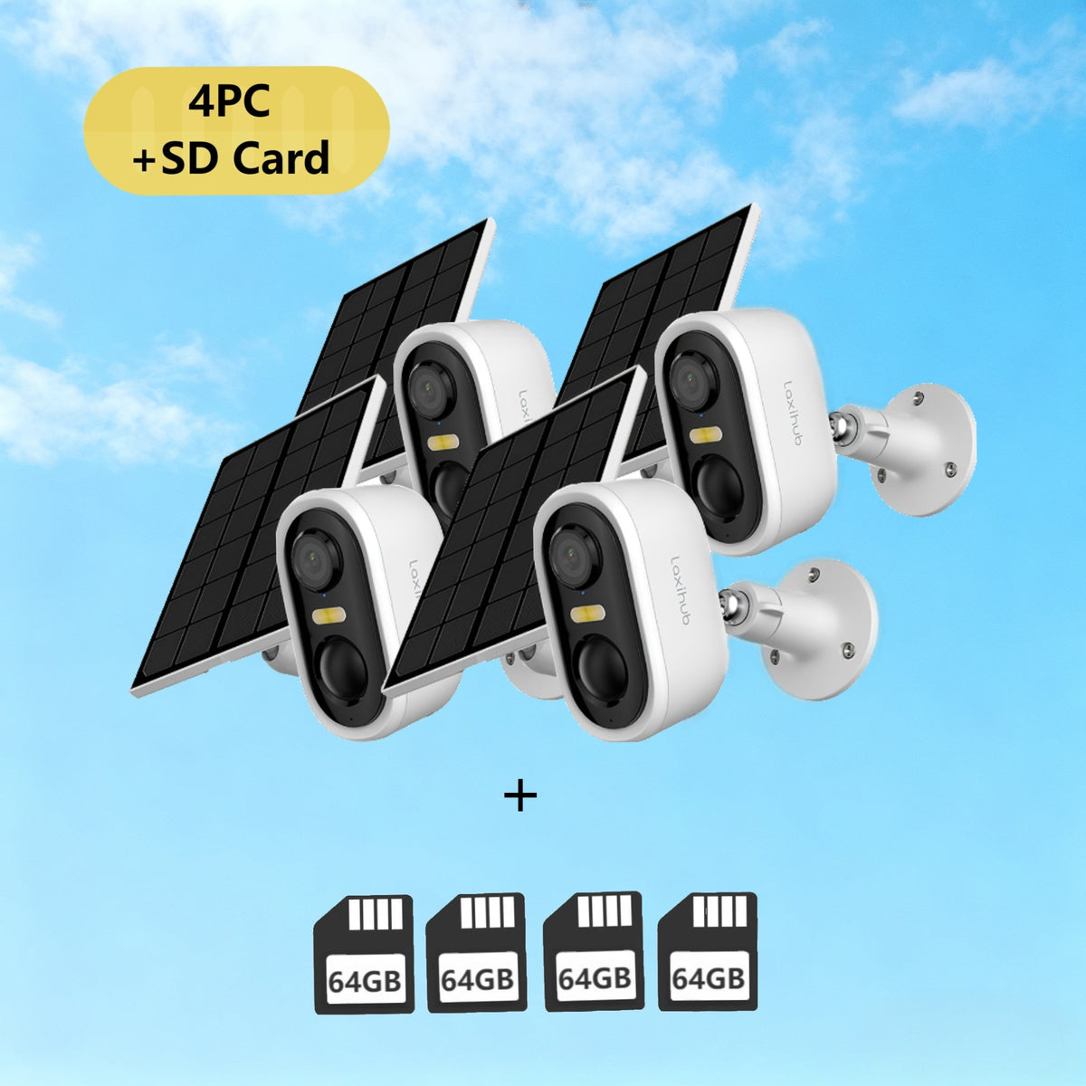 Solar Powered Outdoor Security Camera 3MP 1296P, IP65 Weatherproof, AI Human Motion Detection, Spotlight Color Night Vision, Zone Intrusion Alert, Two-Way Audio, 256GB SD & Cloud – Wire-Free CCTV