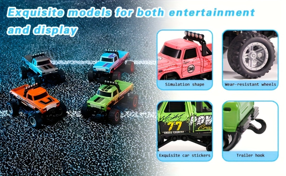 Mini RC Car – 1/64 Scale Alloy Off-Road Monster Truck with 2.4GHz Remote & Shock Absorbers