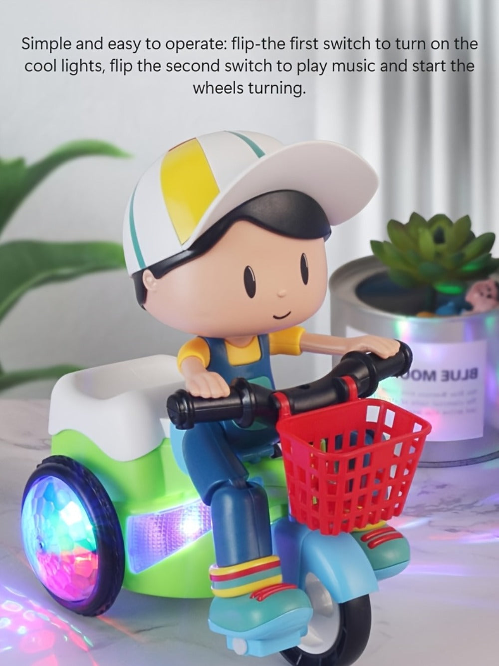 Kids Electric Tricycle Toy Motorcycle with 360° Rotation and Luminous Lights