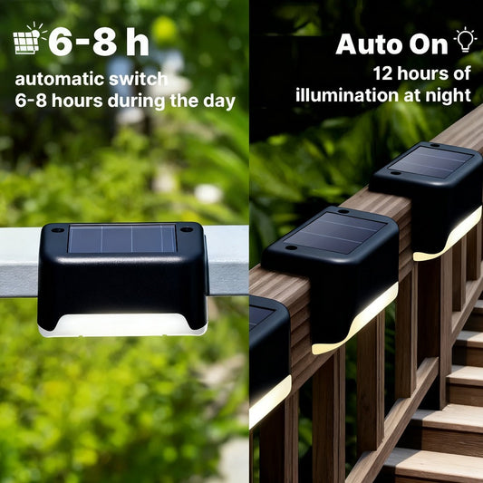 Solar Deck Lights with Warm White LEDs and Auto On/Off, 8/16/32-Pack