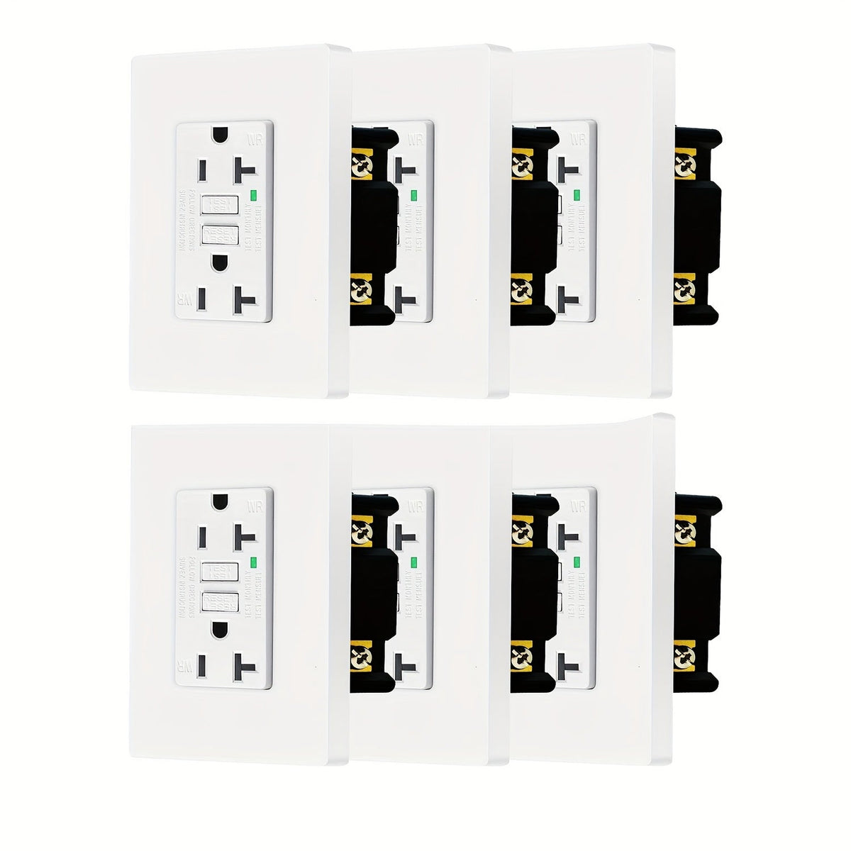 GFCI Outlet 20 Amp Tamper Resistant WR Weather Resistant with Wall Plate ETL Listed LED Indicator Test Reset Button Ground Fault Circuit Interrupter for Bathroom Kitchen Garage 2 4 6 10 20 Pack Black White