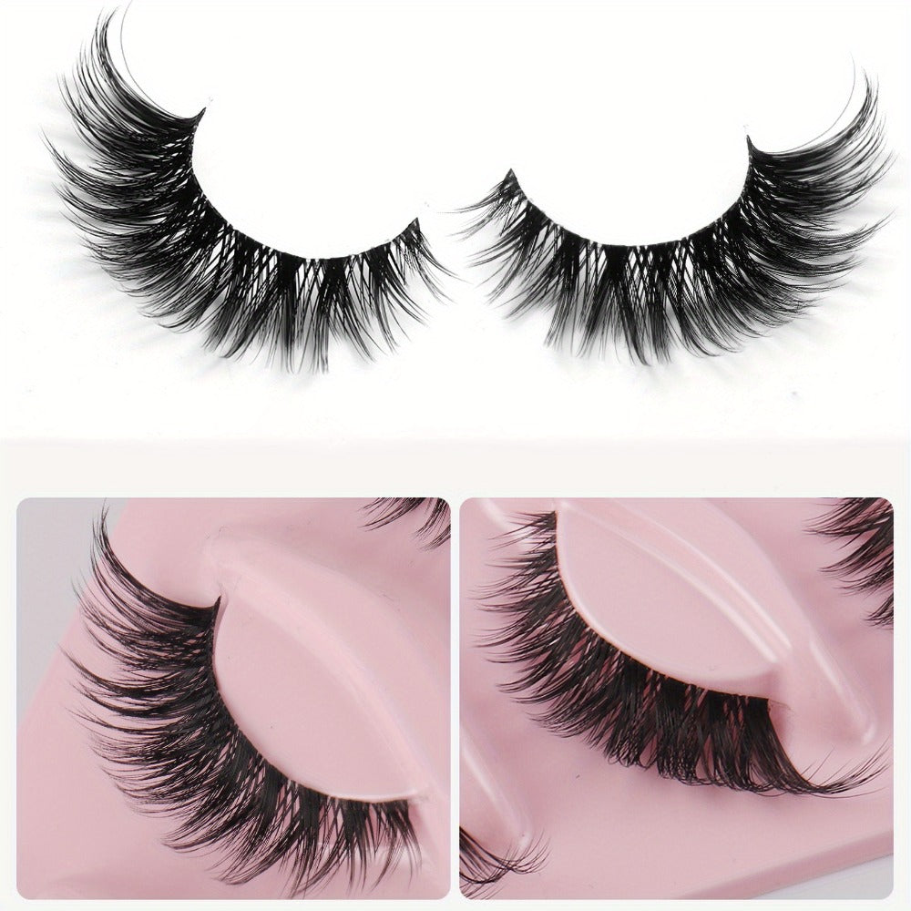 3D Cat Eye False Eyelashes 15 Pairs Fluffy Soft Wispy Cross Clear Band D Curl 10-12mm – Natural Manga Style Reusable Lash Multipack for Daily Wear, Date Night & Special Occasions