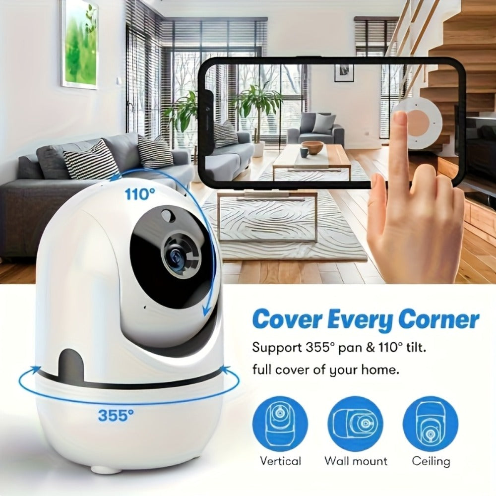 4MP Indoor Security Camera 360° Rotatable with Human Tracking, Motion Detection, Dual-Channel WiFi 2.4G & 5G, Color Night Vision, Two-Way Audio & App Control – Home Surveillance Camera