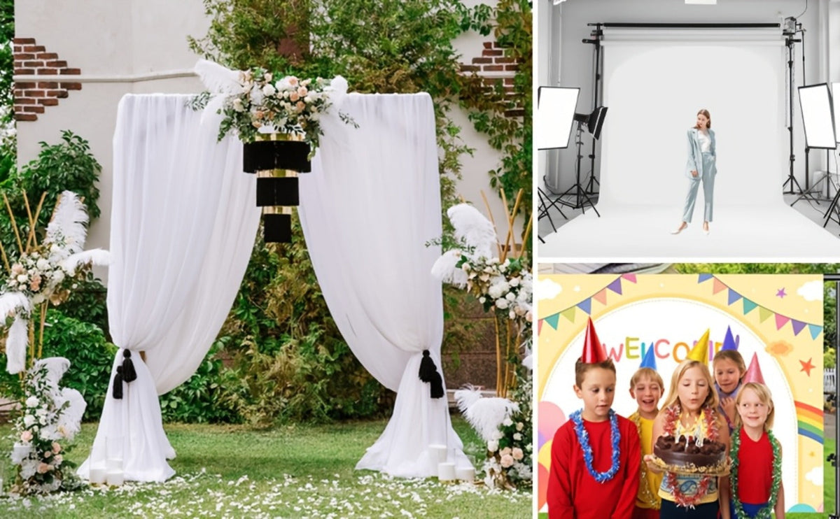 10x10FT Backdrop Stand Kit, 2 Adjustable Background Supports with 4 Crossbars, 4 Clamps and Carrying Bag, Iron Photo Video Studio Stand for Photography, Parties, Decoration