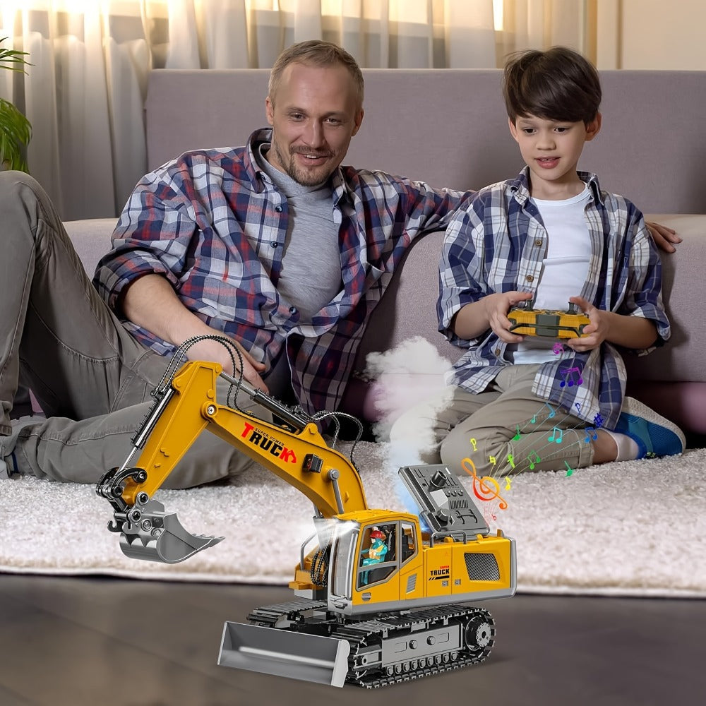 RC Excavator with Metal Shovel, LED Lights, 13CH or 17CH